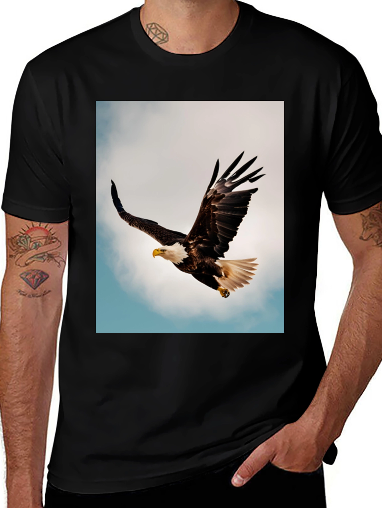 Variant 24 of Bald Eagle Graphic Black T-Shirt