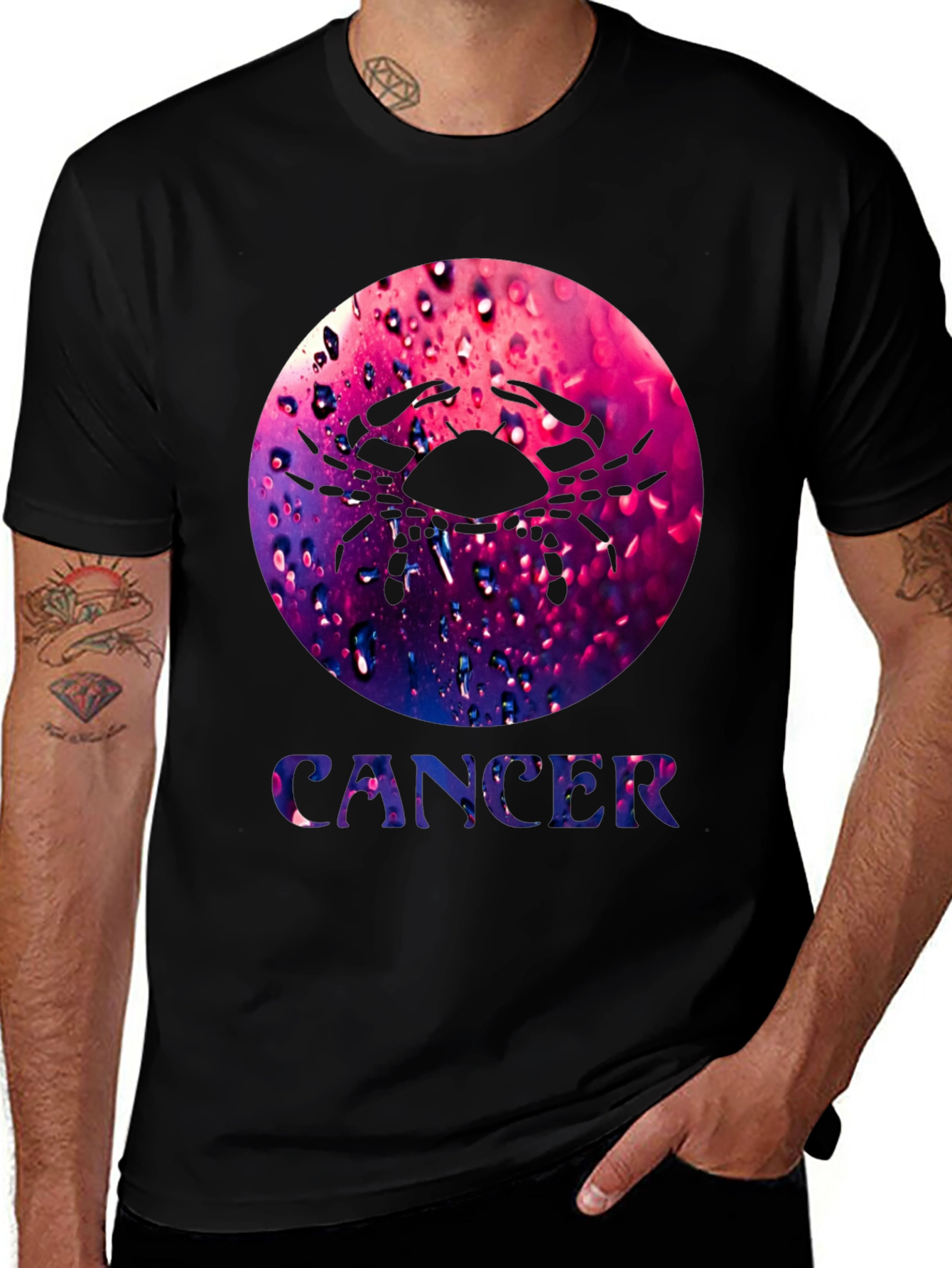 Variant 26 of Cancer Zodiac Graphic Tee - Black