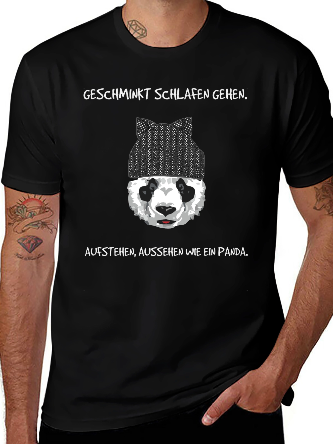 Variant 7 of Panda T-Shirt: Geschminkt Schlafen Gehen