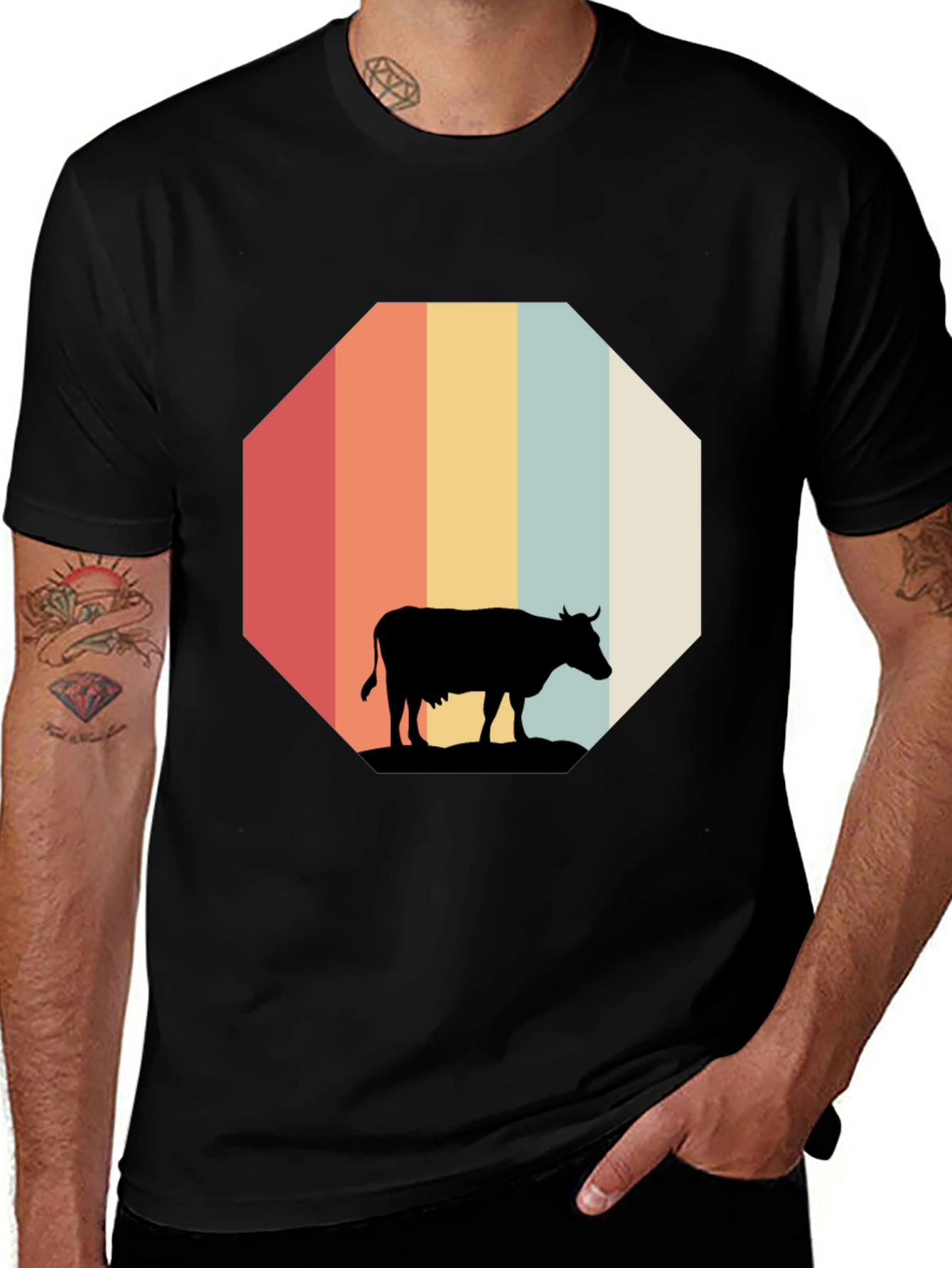 Variant 28 of Retro Cow Graphic Tee