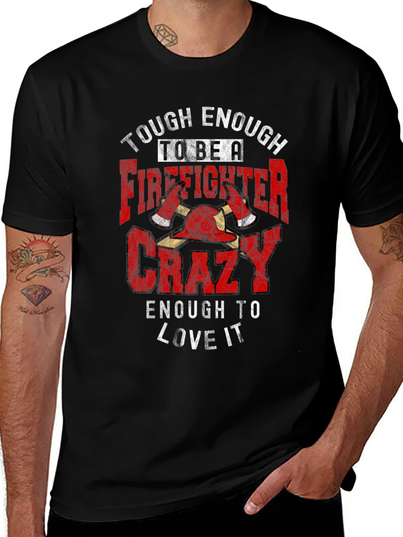 Variant 13 of Tough Enough Firefighter Black T-Shirt
