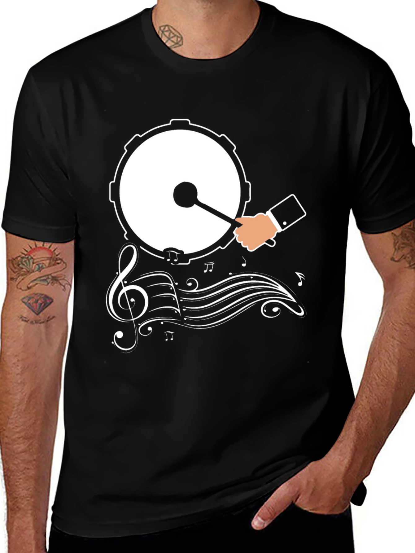 Variant 15 of Drum & Music Graphic T-Shirt - Black