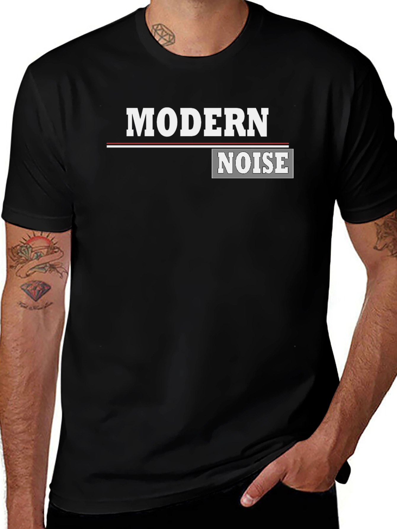 Variant 17 of Modern Noise Graphic Print Black T-Shirt