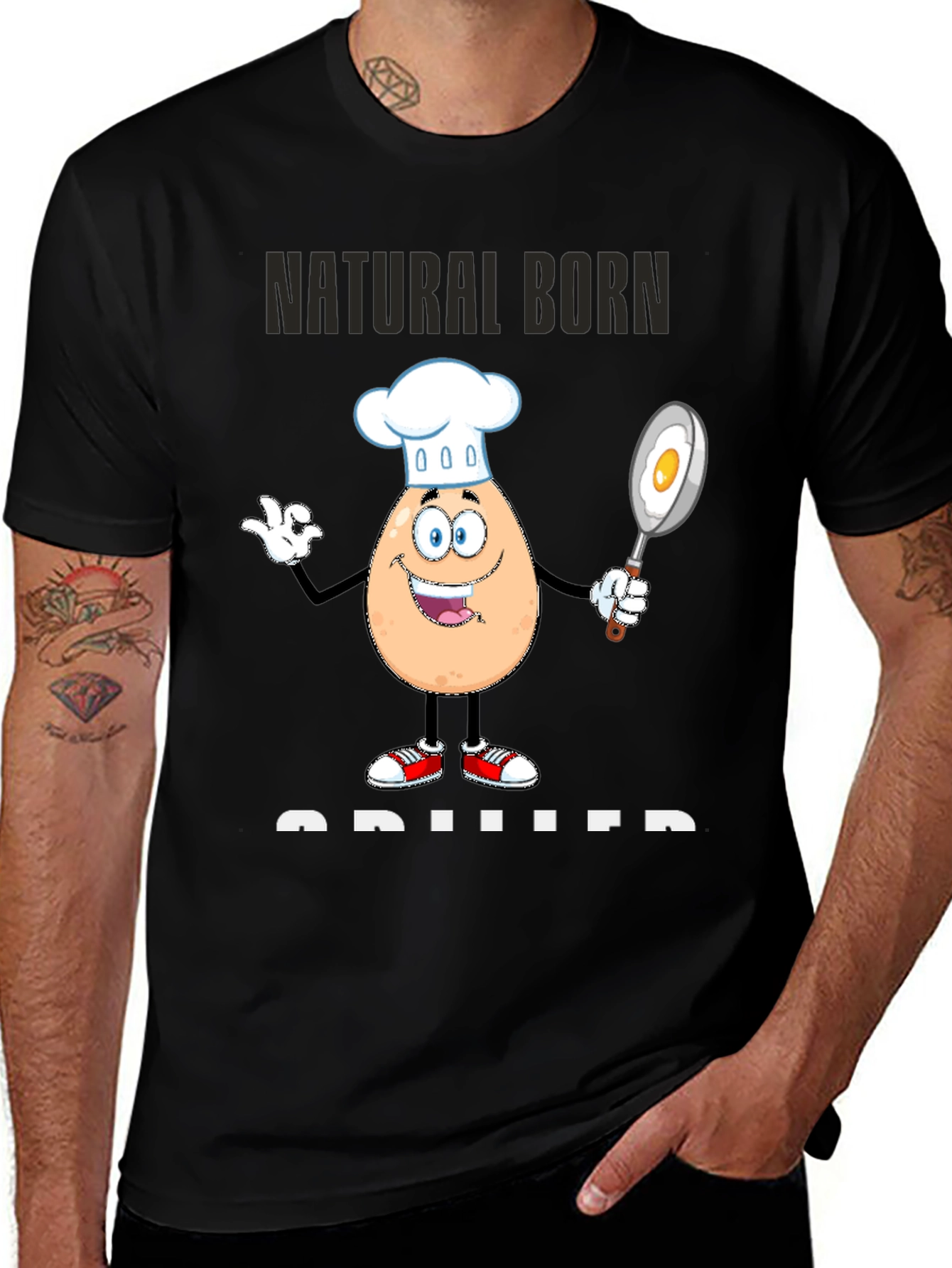 Variant 30 of Natural Born Griller Cartoon Egg Chef T-Shirt