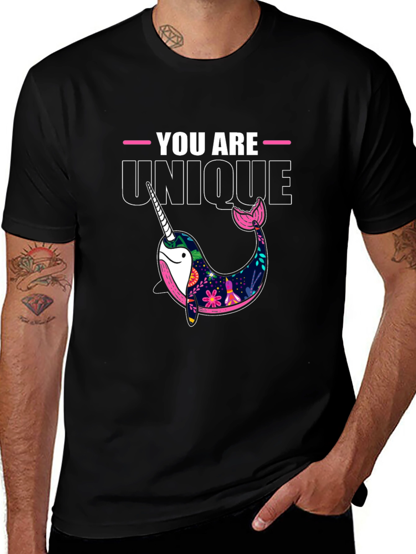 Variant 14 of Unique Narwhal T-Shirt - Black