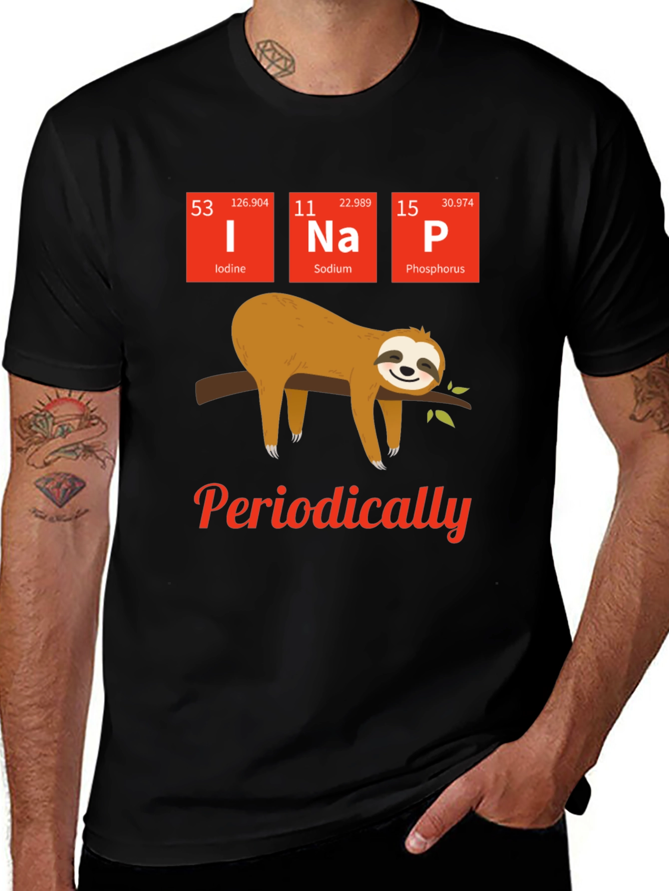 Variant 19 of Funny Periodic Table Sloth Nap T-Shirt