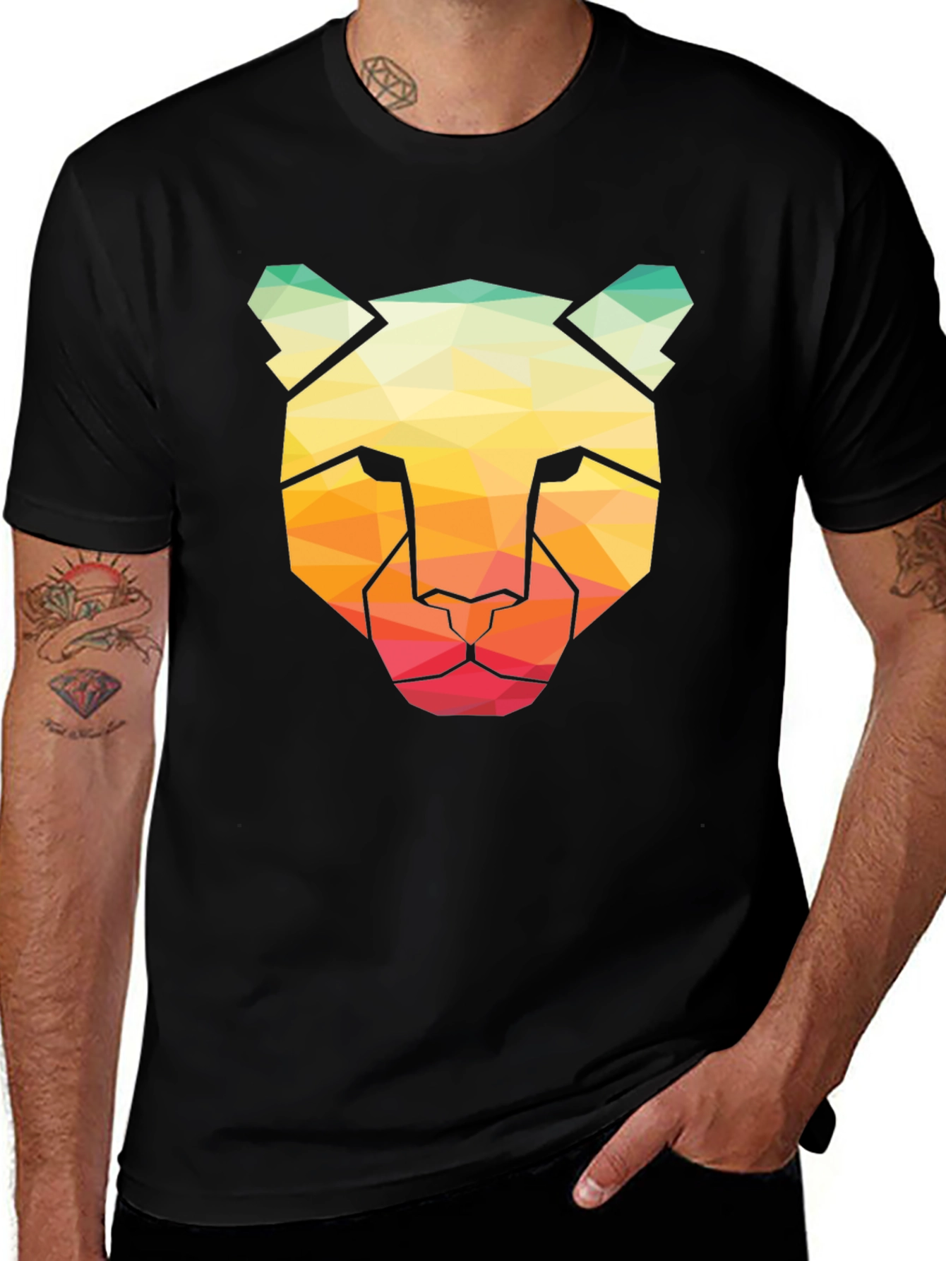 Variant 14 of Geometric Cheetah Graphic Tee - Modern Art Shirt