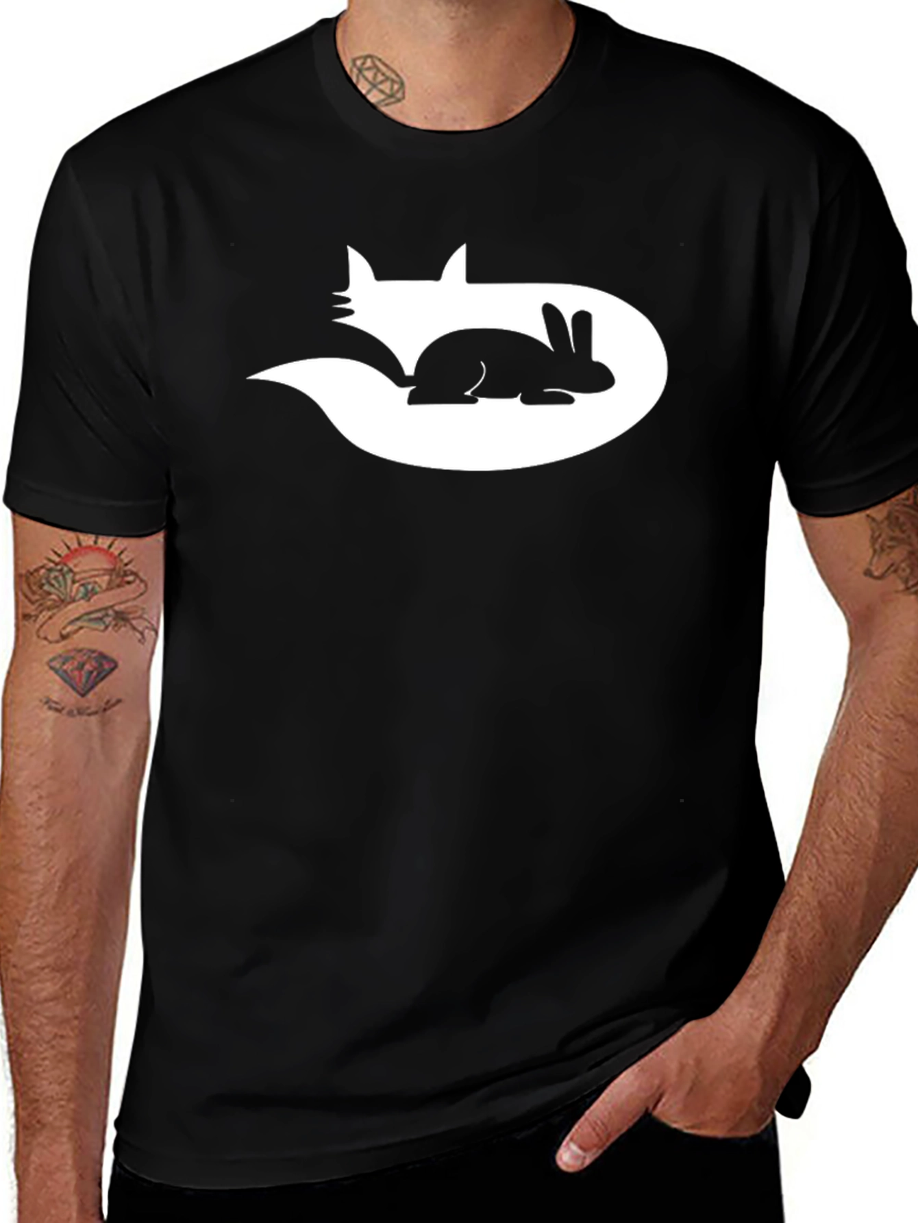 Variant 21 of Yin Yang Fox and Rabbit Graphic T-Shirt