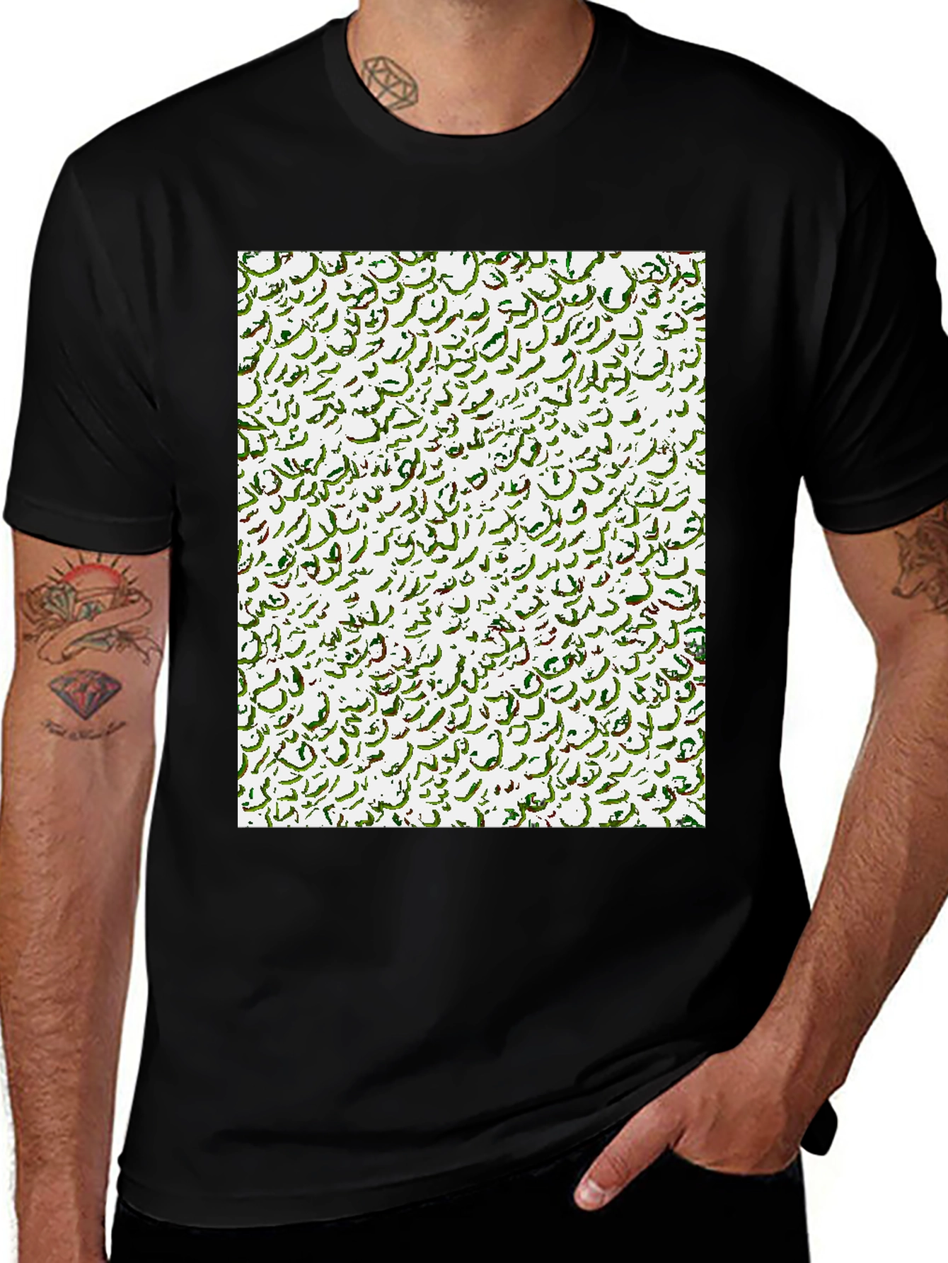 Variant 19 of Abstract Calligraphy Print Black T-Shirt