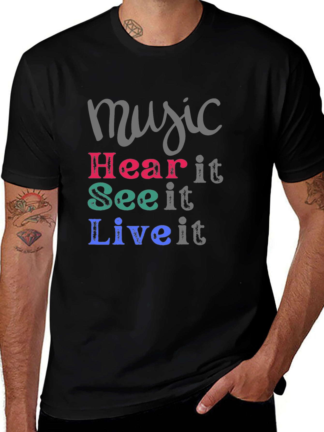 Variant 23 of Music Hear It, See It, Live It Tee