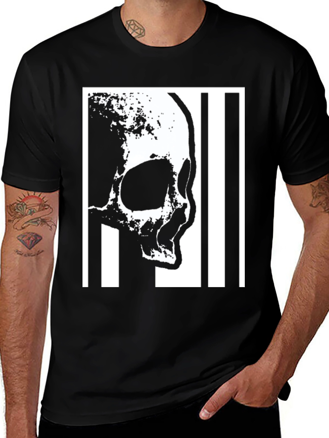 Variant 17 of Striking Skull Graphic Tee - Black