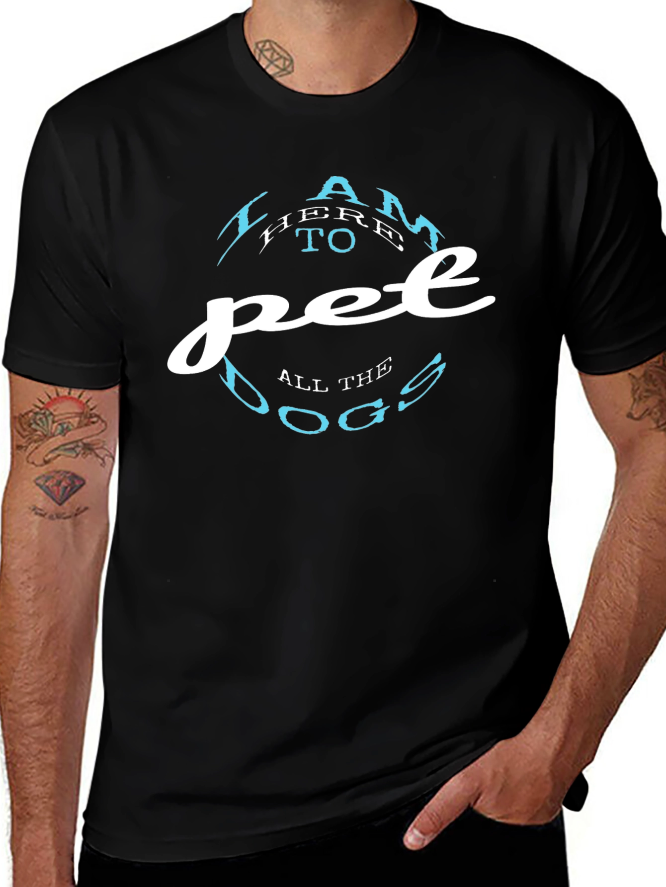 Variant 19 of I Am Here to Pet All the Dogs Black T-Shirt