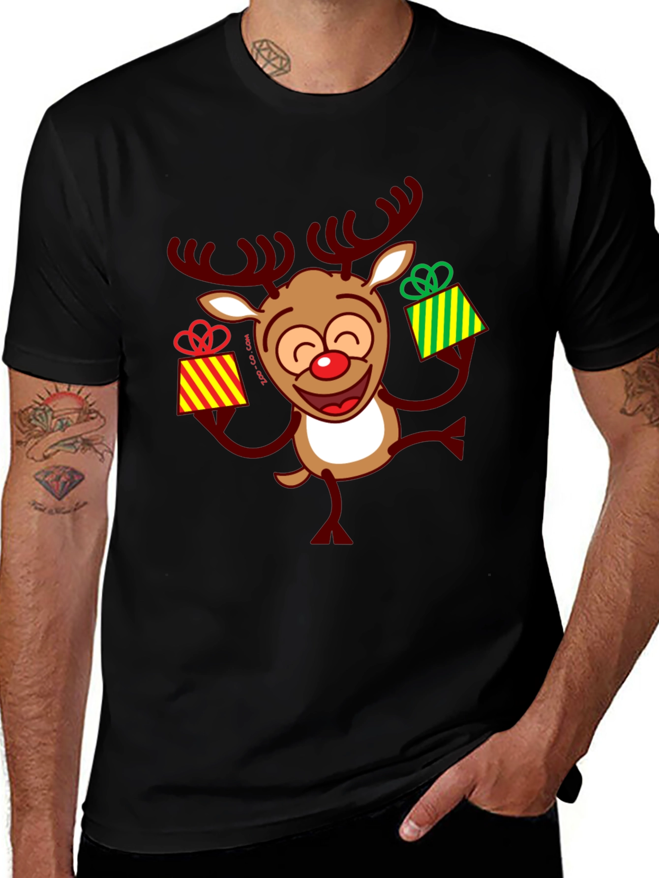 Variant 10 of Festive Reindeer Christmas Graphic Tee