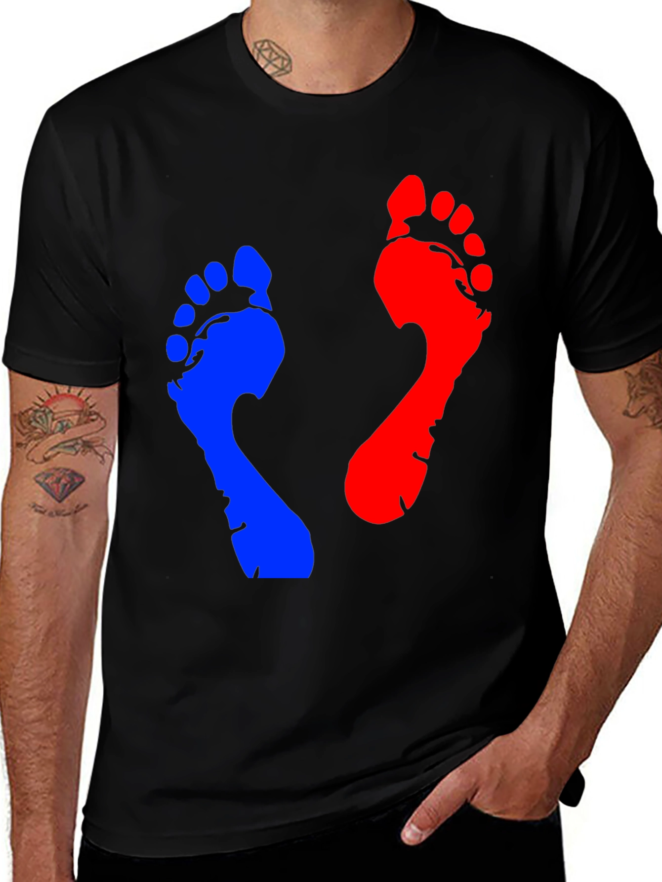 Variant 27 of Footprint Graphic Tee - Casual Crew Neck T-Shirt