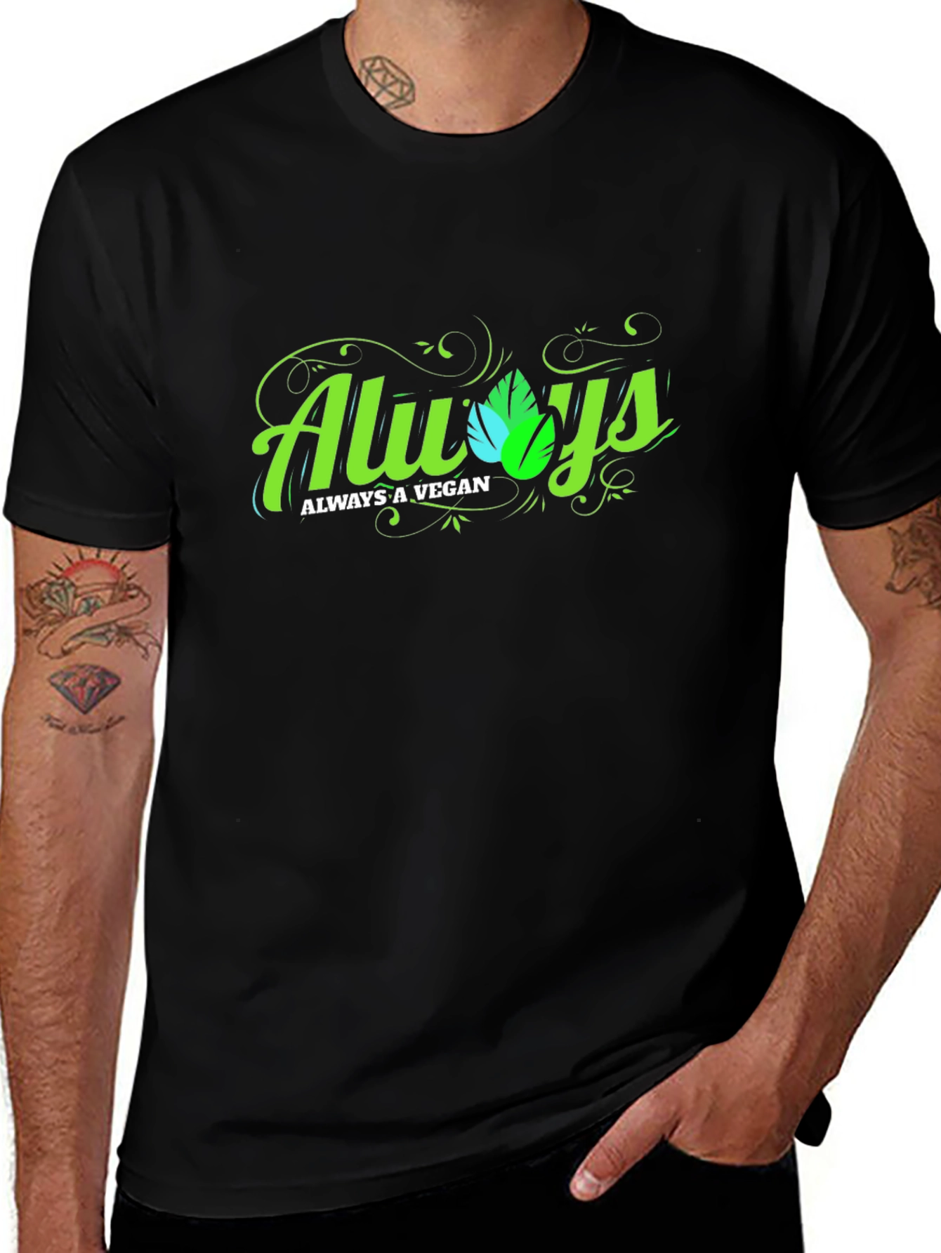 Variant 29 of Always A Vegan Graphic T-Shirt - Black