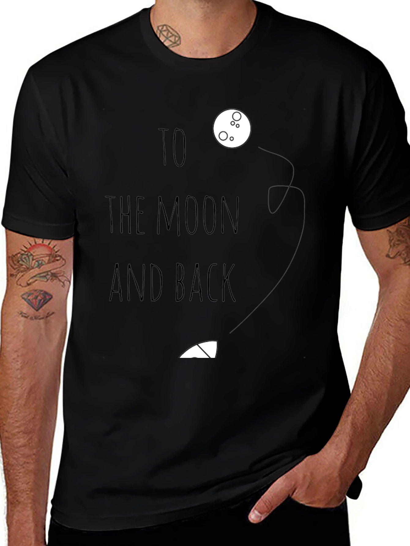 Variant 13 of To the Moon and Back Graphic Tee - Black