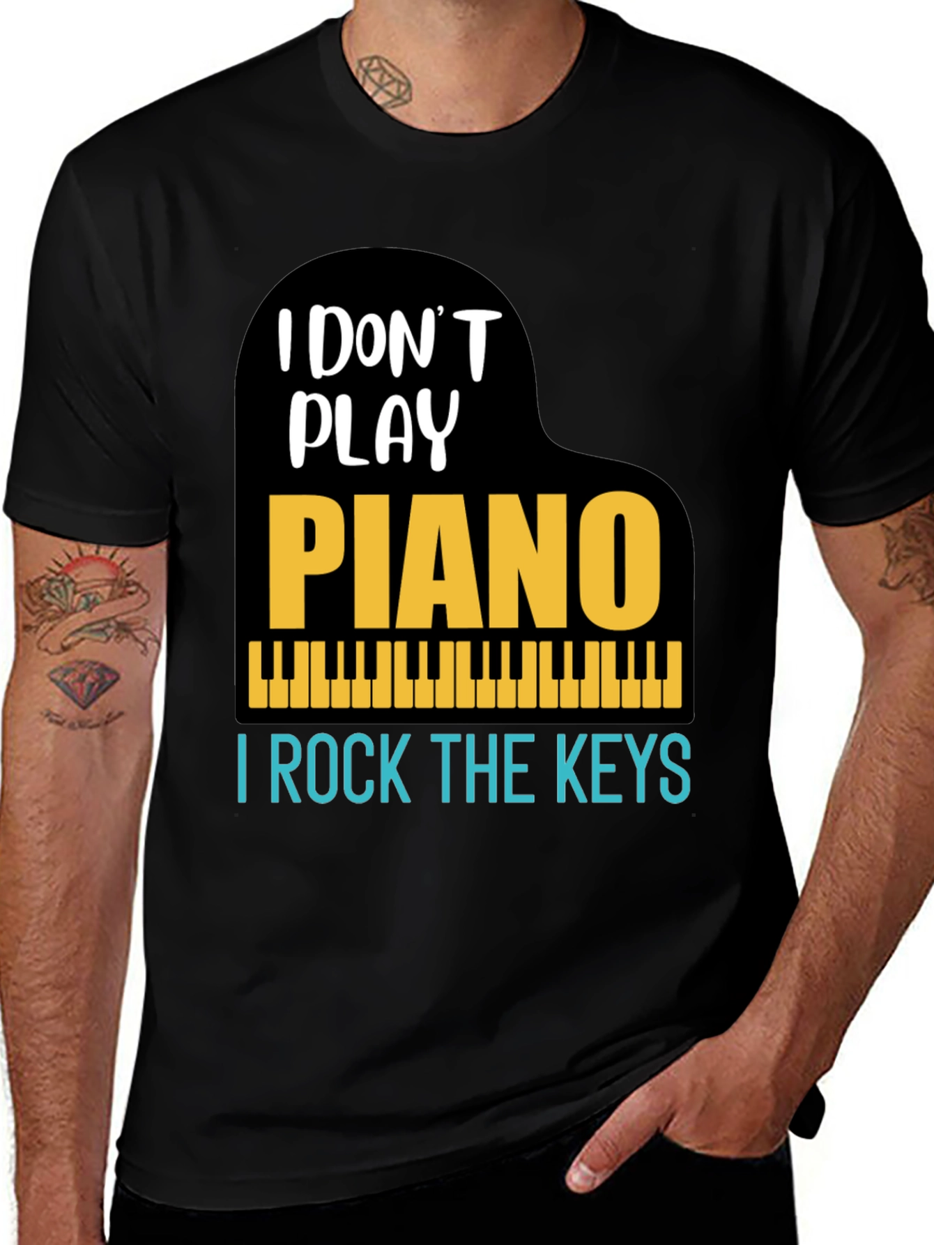 Variant 9 of I Don't Play Piano, I Rock The Keys Graphic Tee