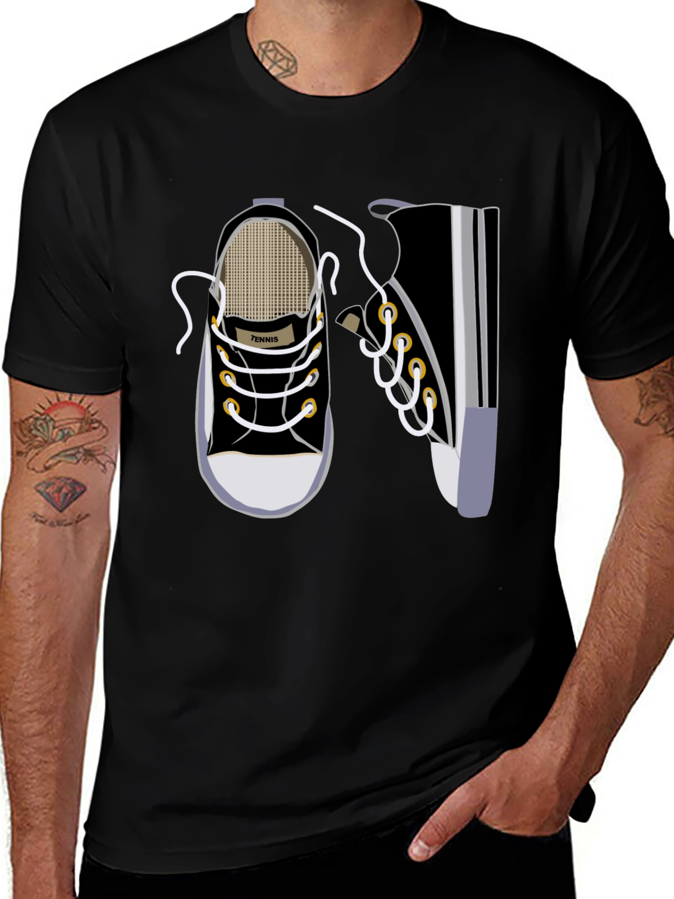 Variant 8 of Tennis Shoe Graphic Black T-Shirt