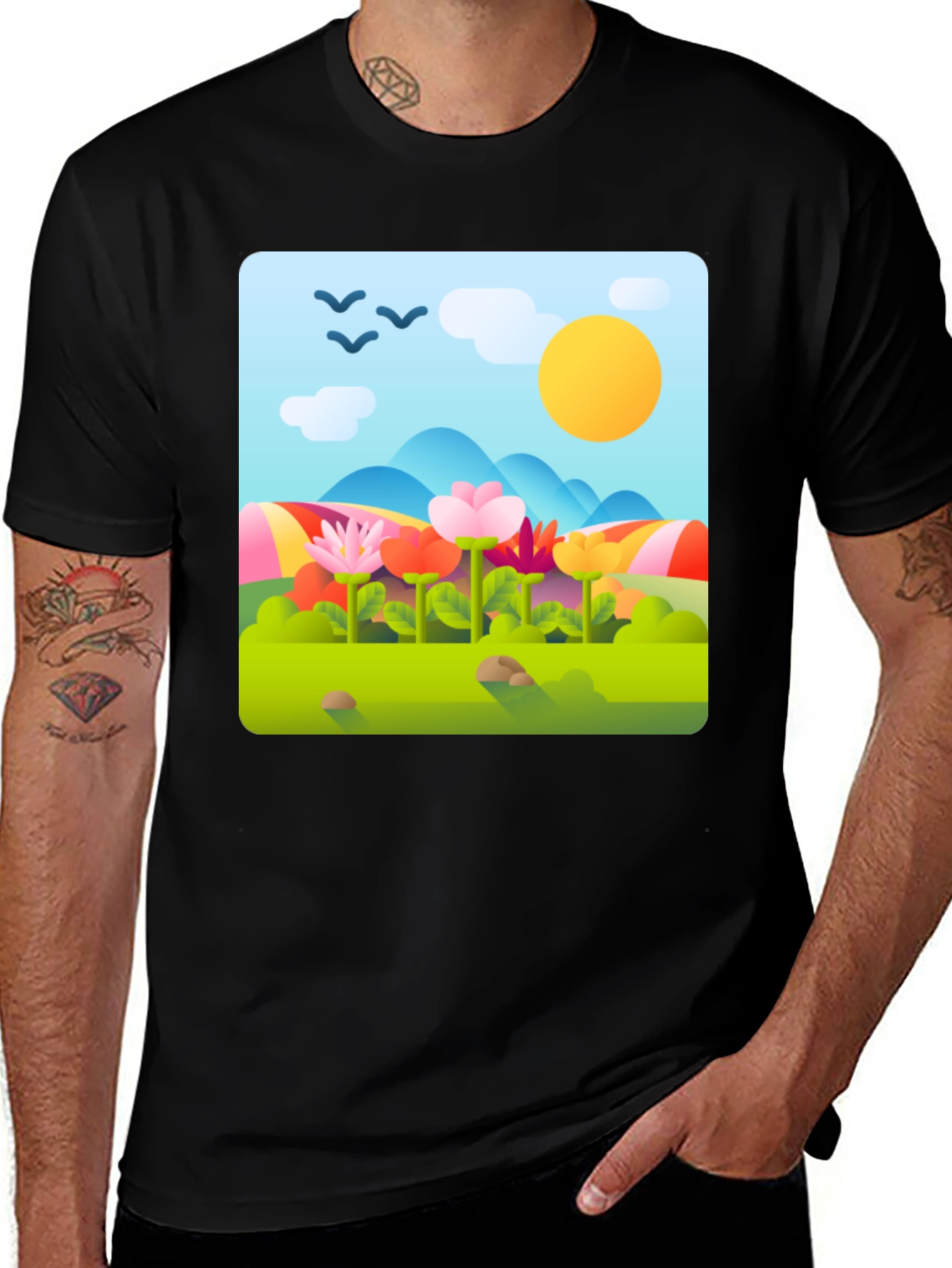 Variant 22 of Nature Print T-Shirt - Floral Landscape