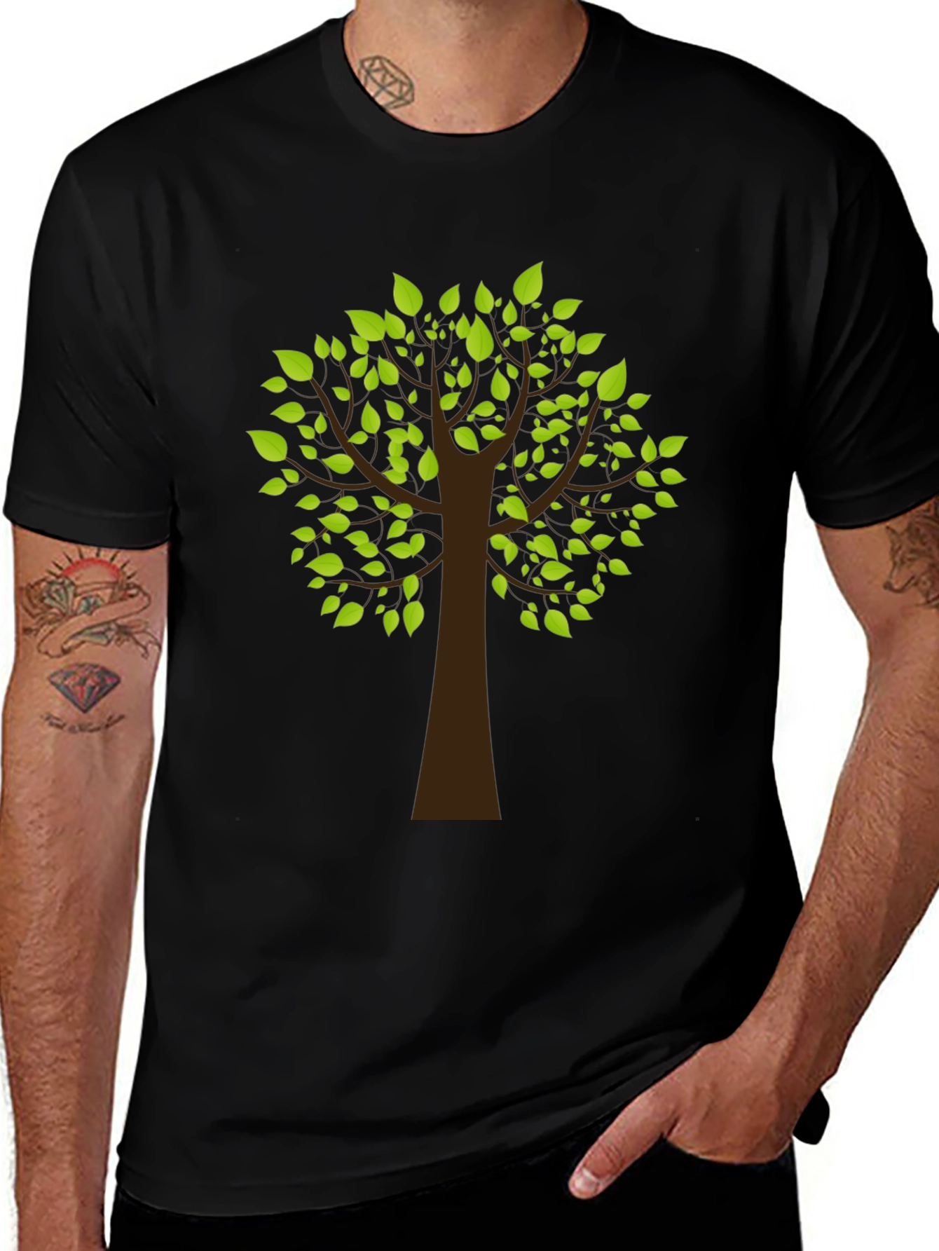Variant 12 of Nature's Embrace Tee - Black Tree Graphic T-Shirt