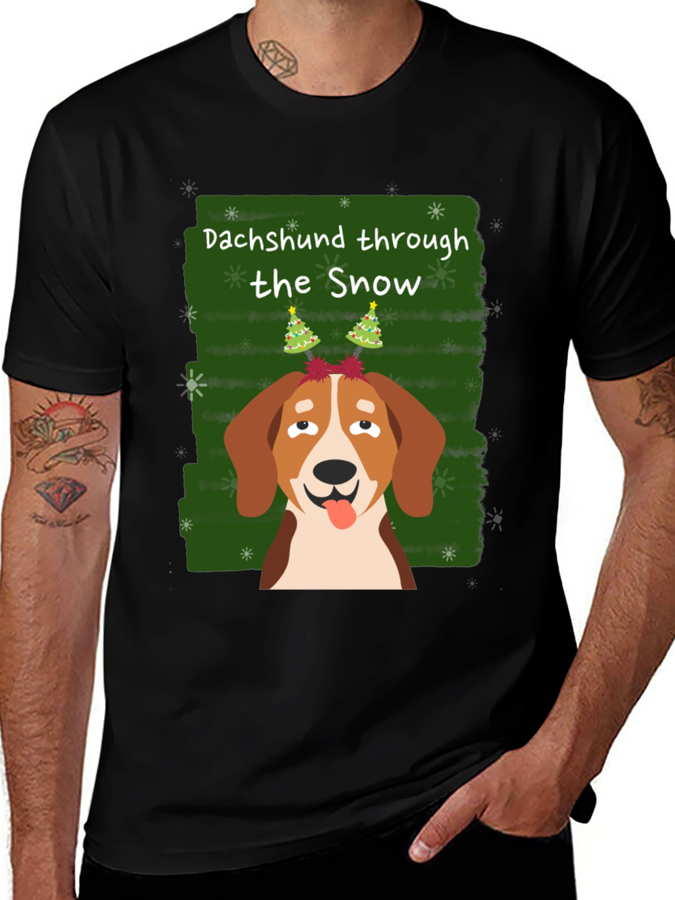 Variant 16 of Dachshund Through the Snow Christmas T-Shirt