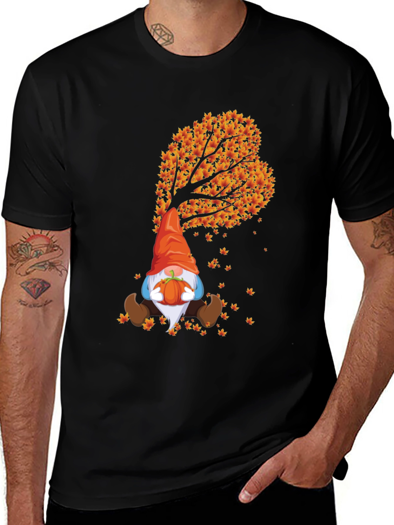 Fall Gnome T-Shirt - Autumn Leaf Design