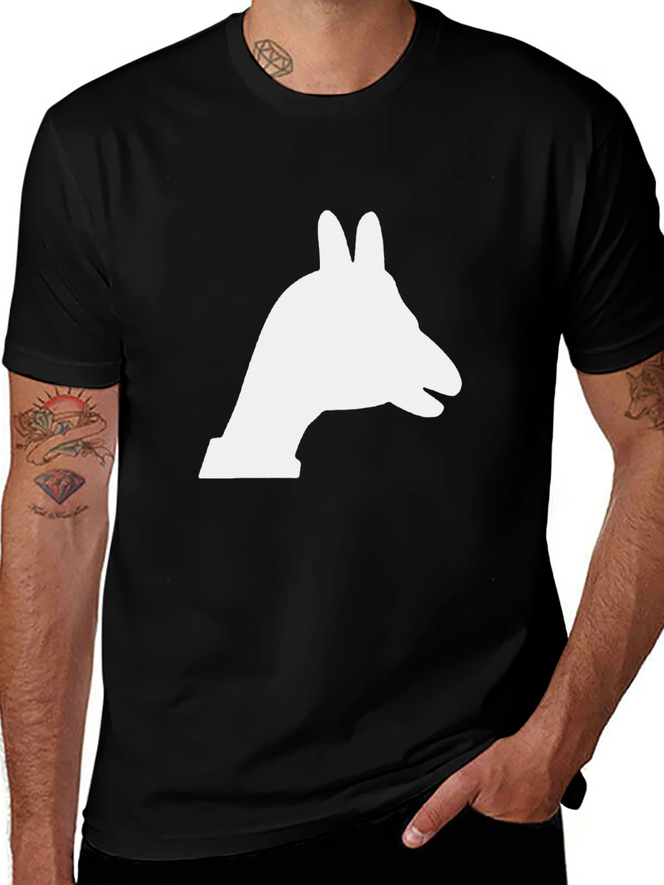 Variant 29 of Llama Silhouette Graphic Tee - Black Cotton T-Shirt