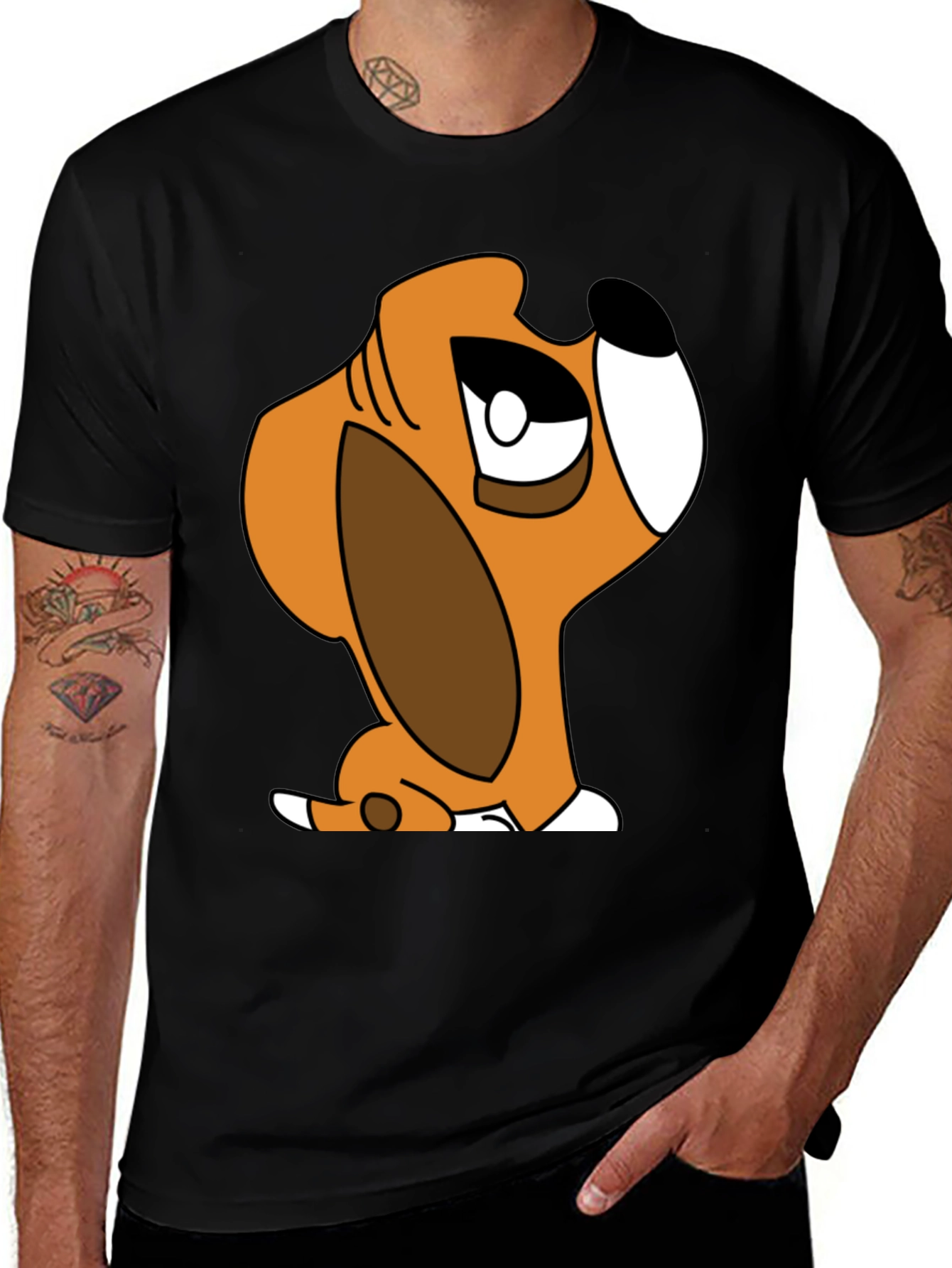 Variant 19 of Cartoon Dog Graphic T-Shirt - Unisex Black Tee