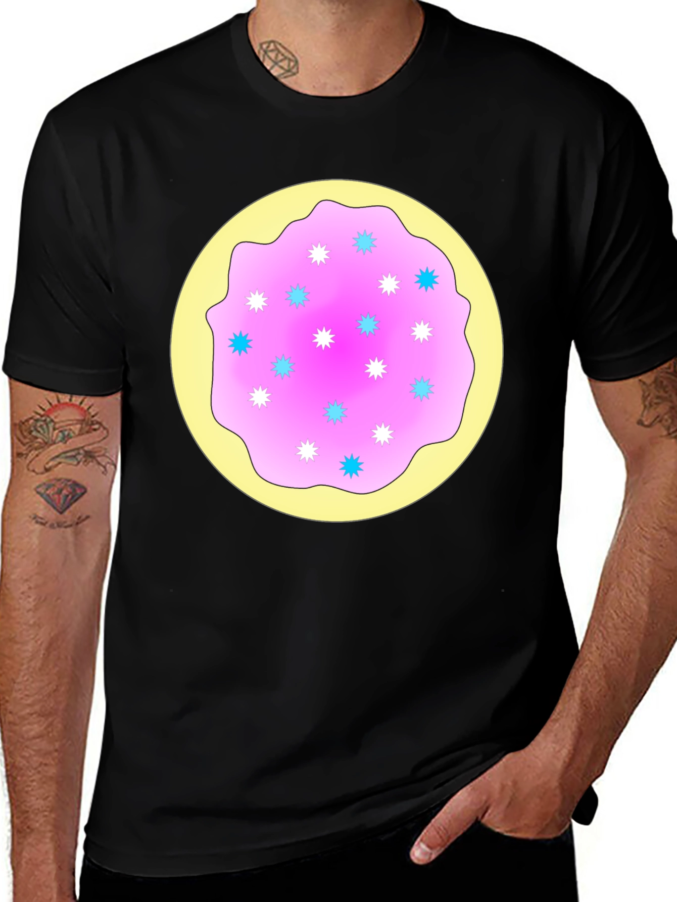 Variant 23 of Fun Cookie Design Black T-Shirt