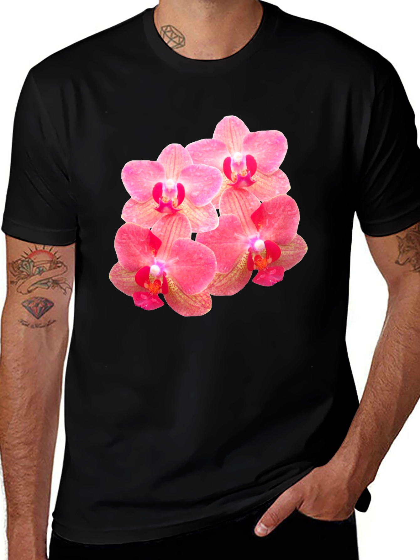 Variant 21 of Floral Print Tee - Stylish Orchid Design