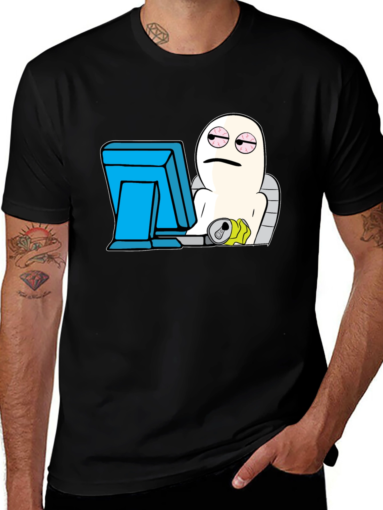 Variant 11 of Humorous Computer Meme Black T-Shirt