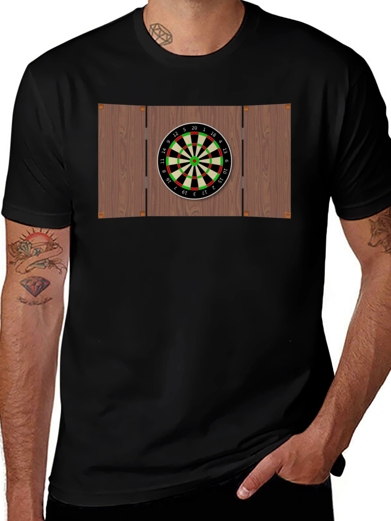 Darts Board Graphic Tee - Black Cotton Casual Wear