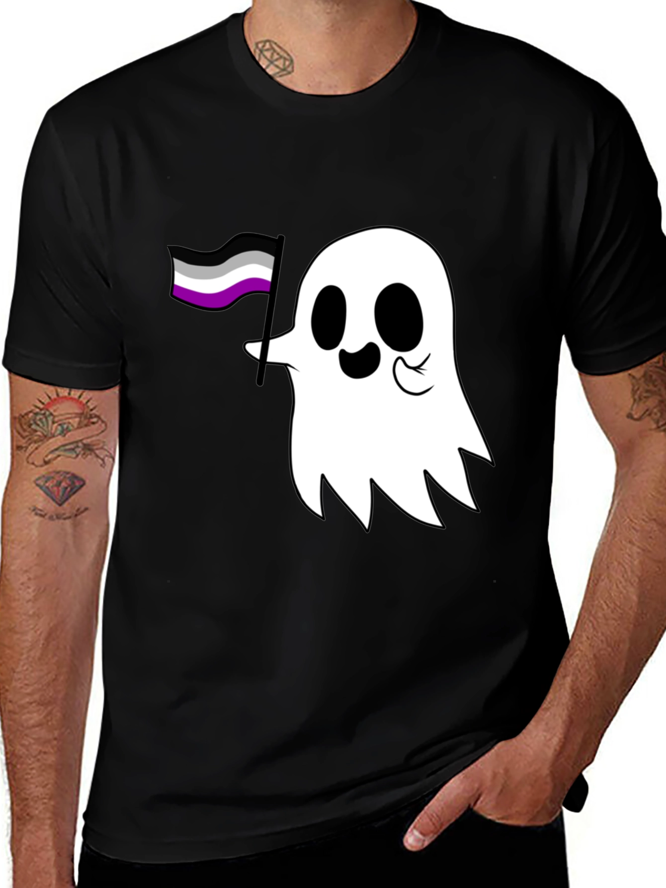 Variant 18 of Asexual Ghost T-Shirt - Ace Pride
