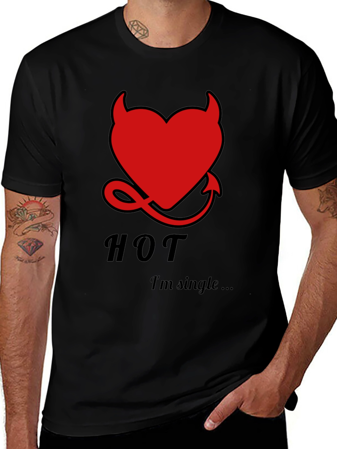 Variant 28 of Hot Single Devil Heart Graphic Tee