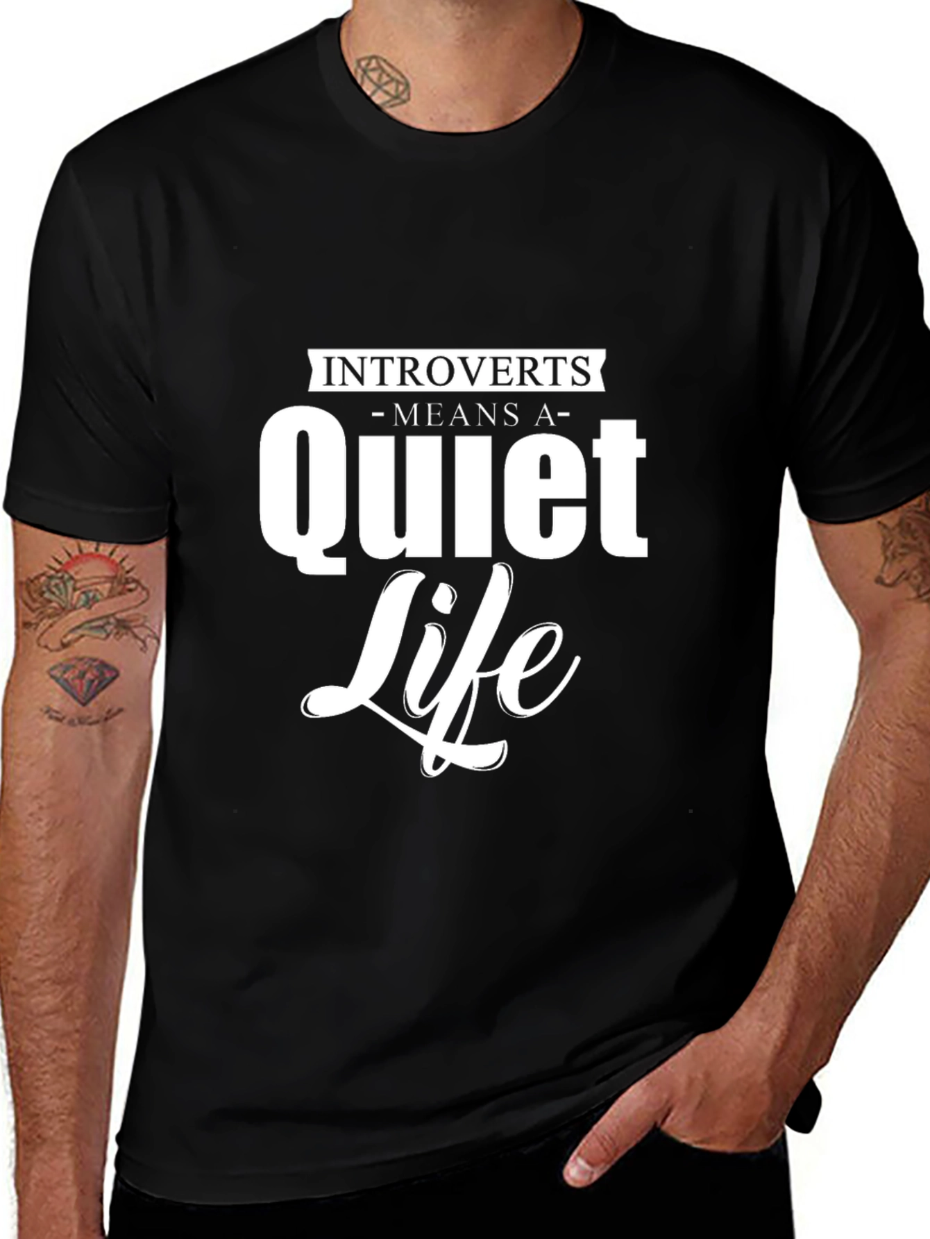 Black Introverts Quiet Life Graphic T-Shirt main image