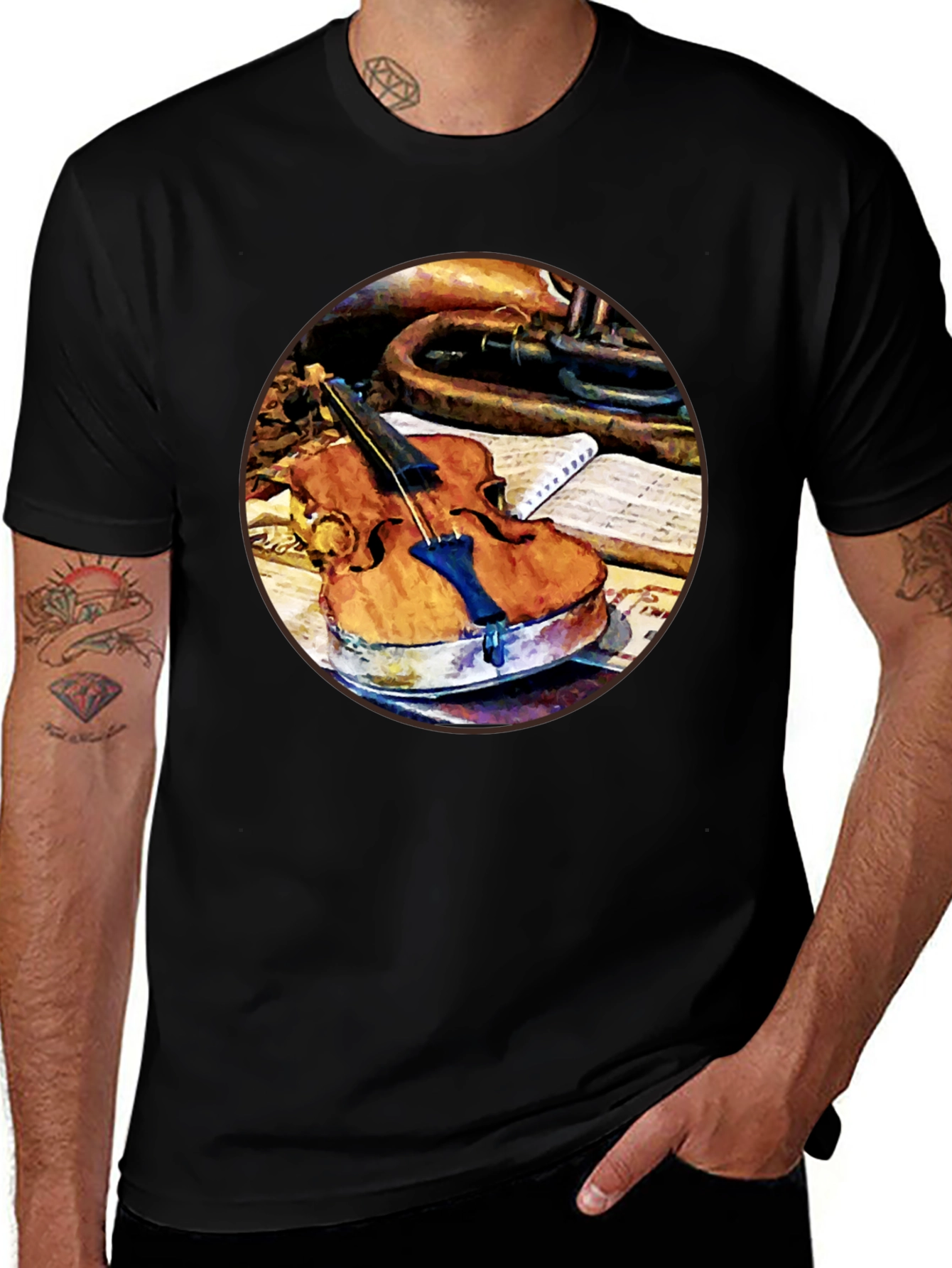 Variant 25 of Violin and Trumpet Graphic T-Shirt