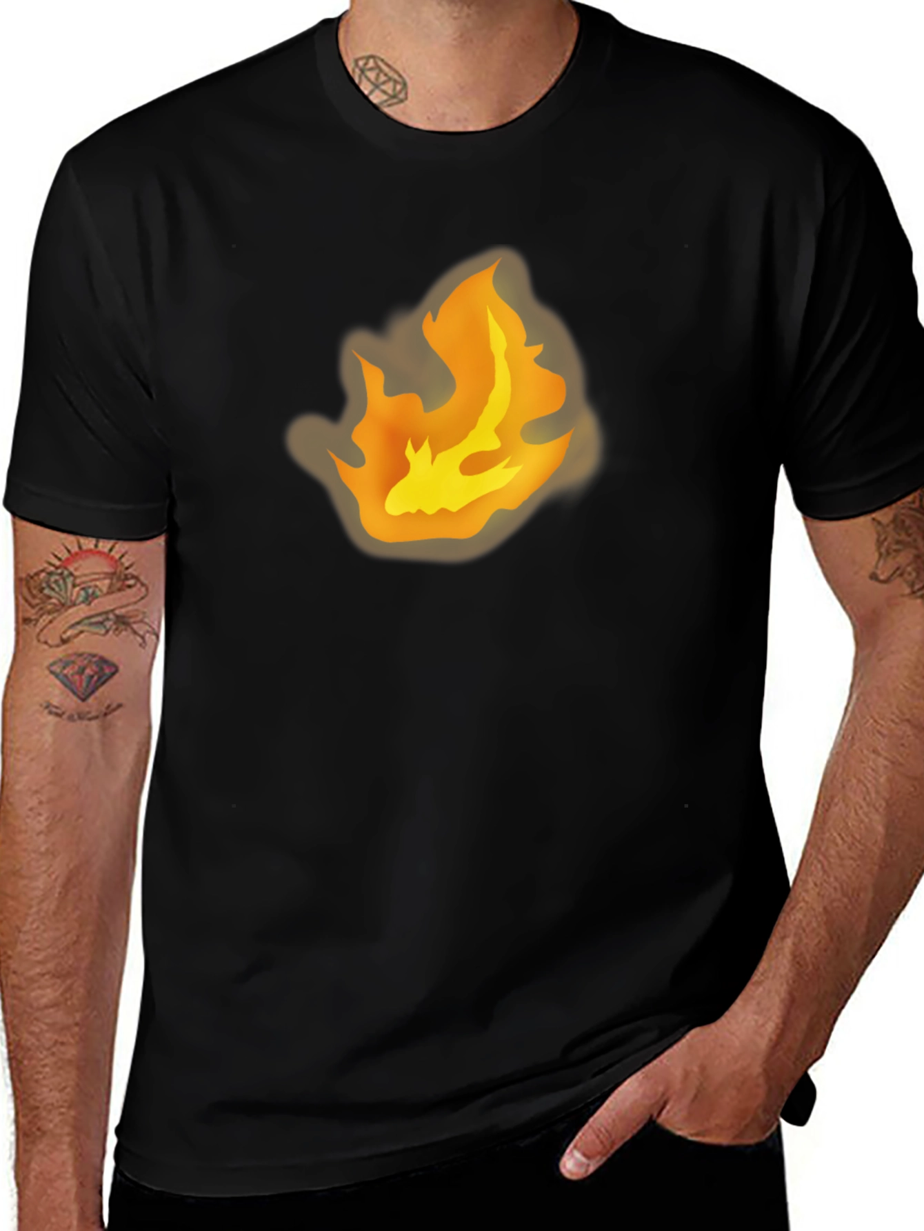 Flame Graphic Tee - Bold Black Cotton T-Shirt