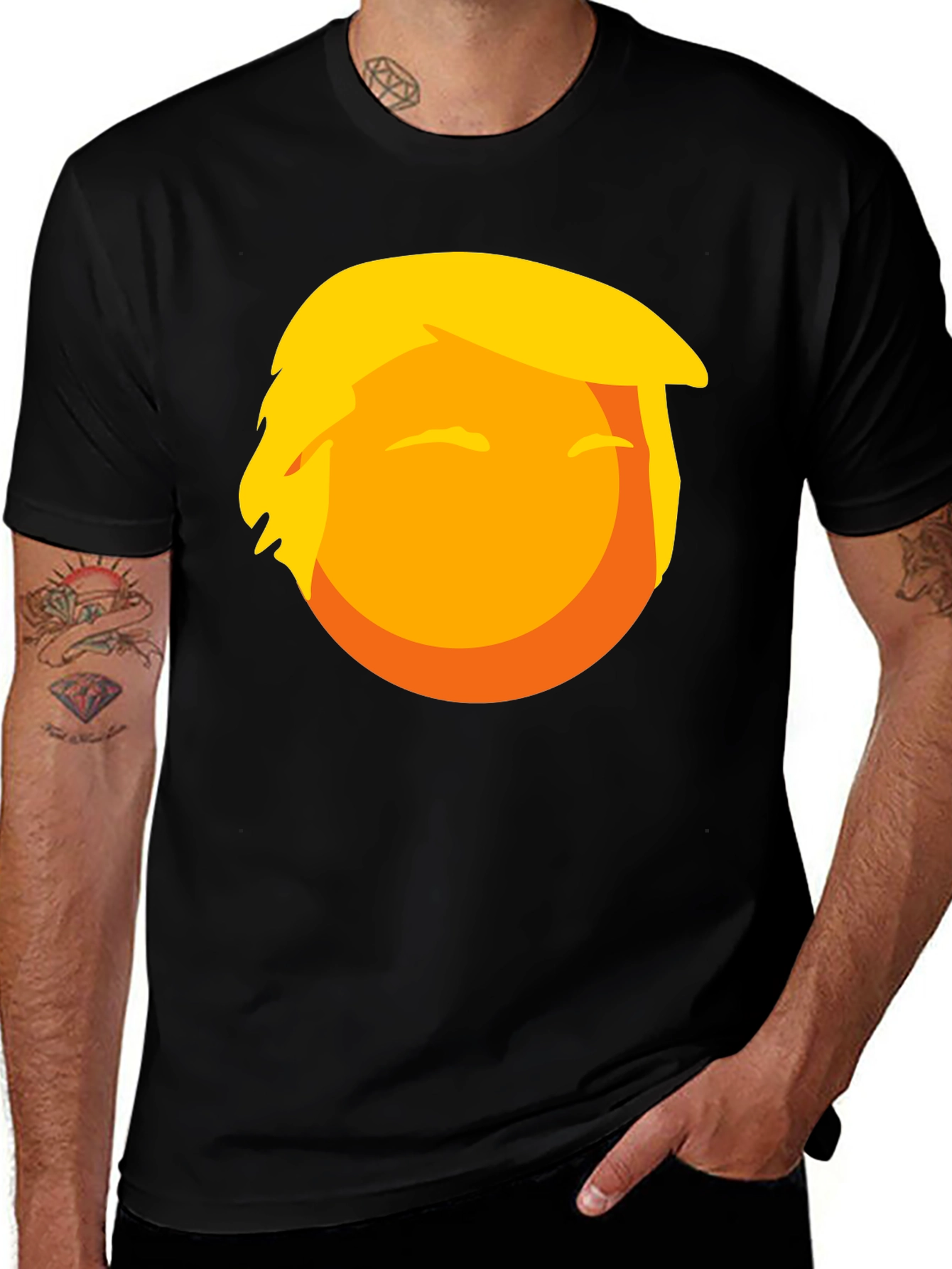 Variant 19 of Trump Emoji Graphic Tee - Novelty Black T-Shirt