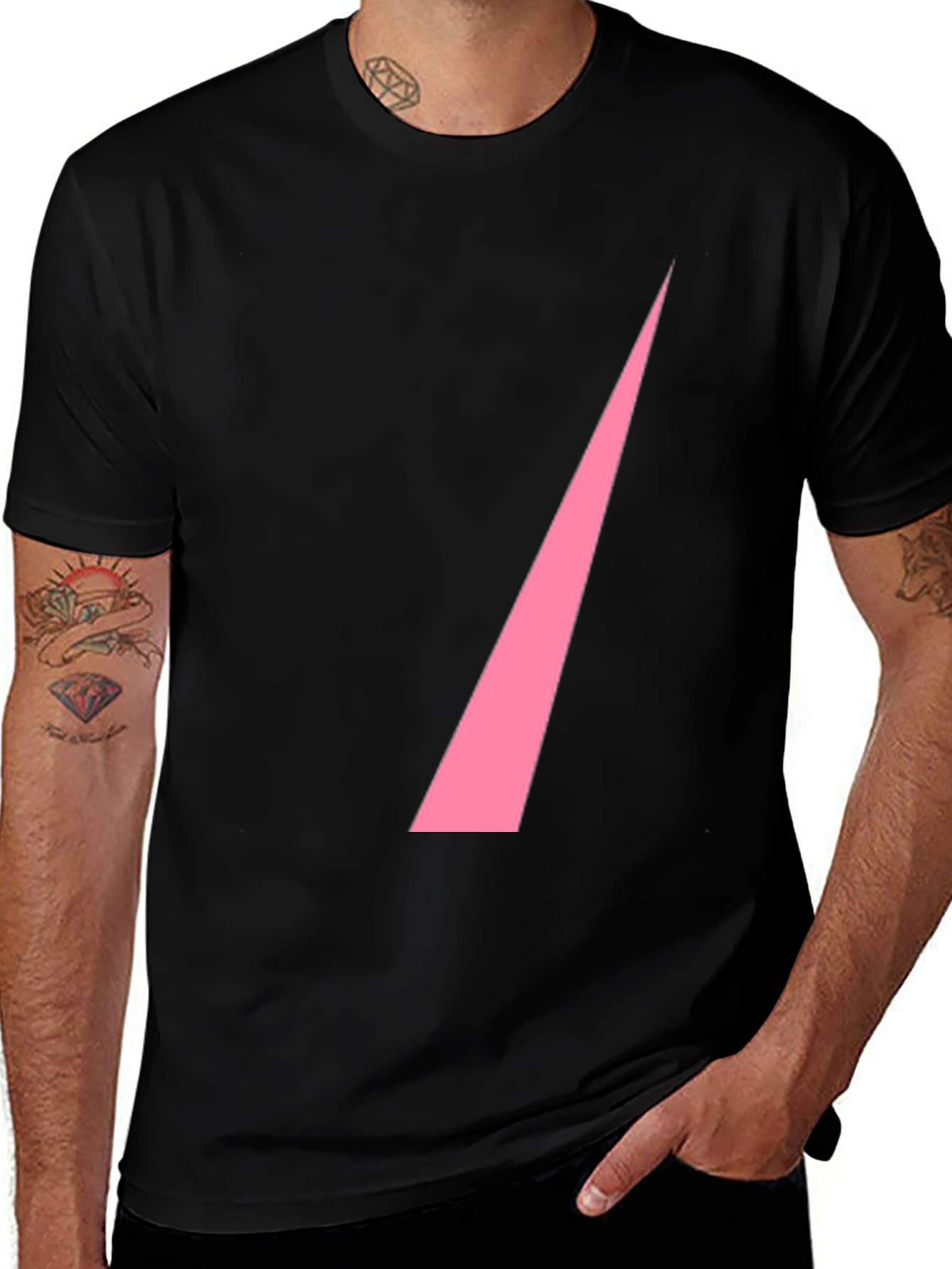 Variant 16 of Modern Pink Slash Graphic Black T-Shirt