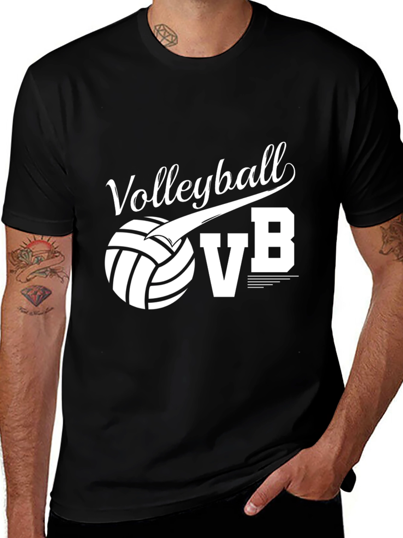 Variant 14 of Volleyball VB Graphic Tee - Black Cotton T-Shirt