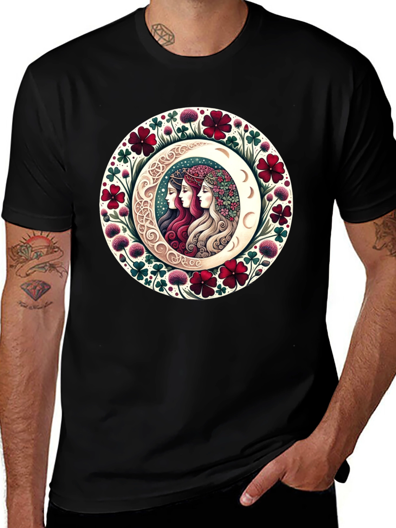 Variant 18 of Triple Goddess Floral Moon T-Shirt