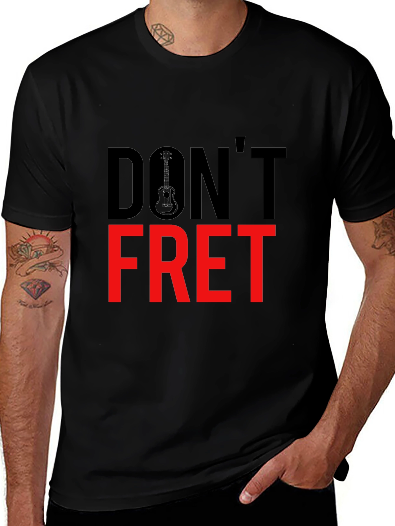 Variant 14 of Don't Fret Guitar Graphic T-Shirt - Black