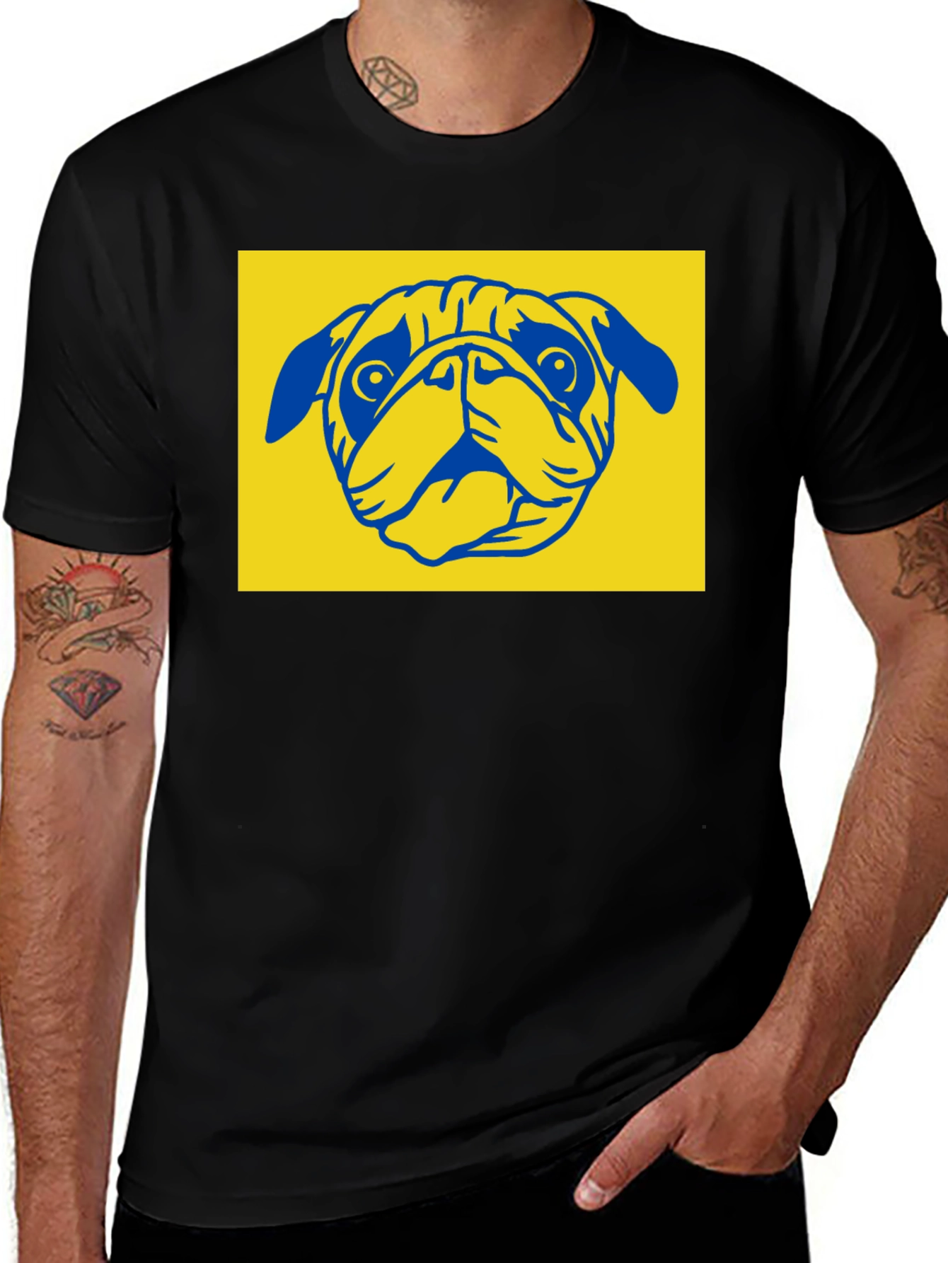 Variant 12 of Pug Graphic Tee - Stylish Black Cotton Blend