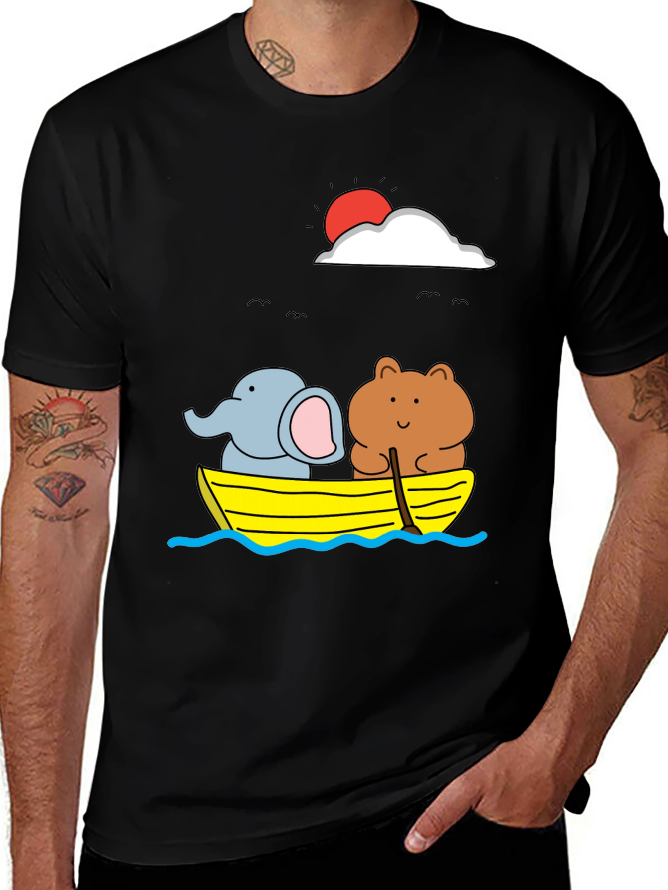 Variant 10 of Cute Animals on Boat Graphic T-Shirt