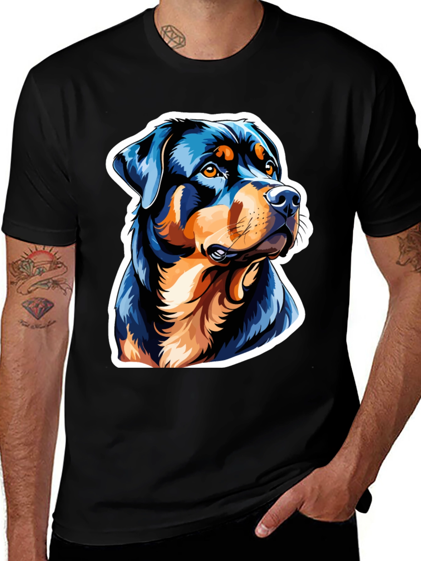 Rottweiler Graphic Tee - Black Cotton Blend