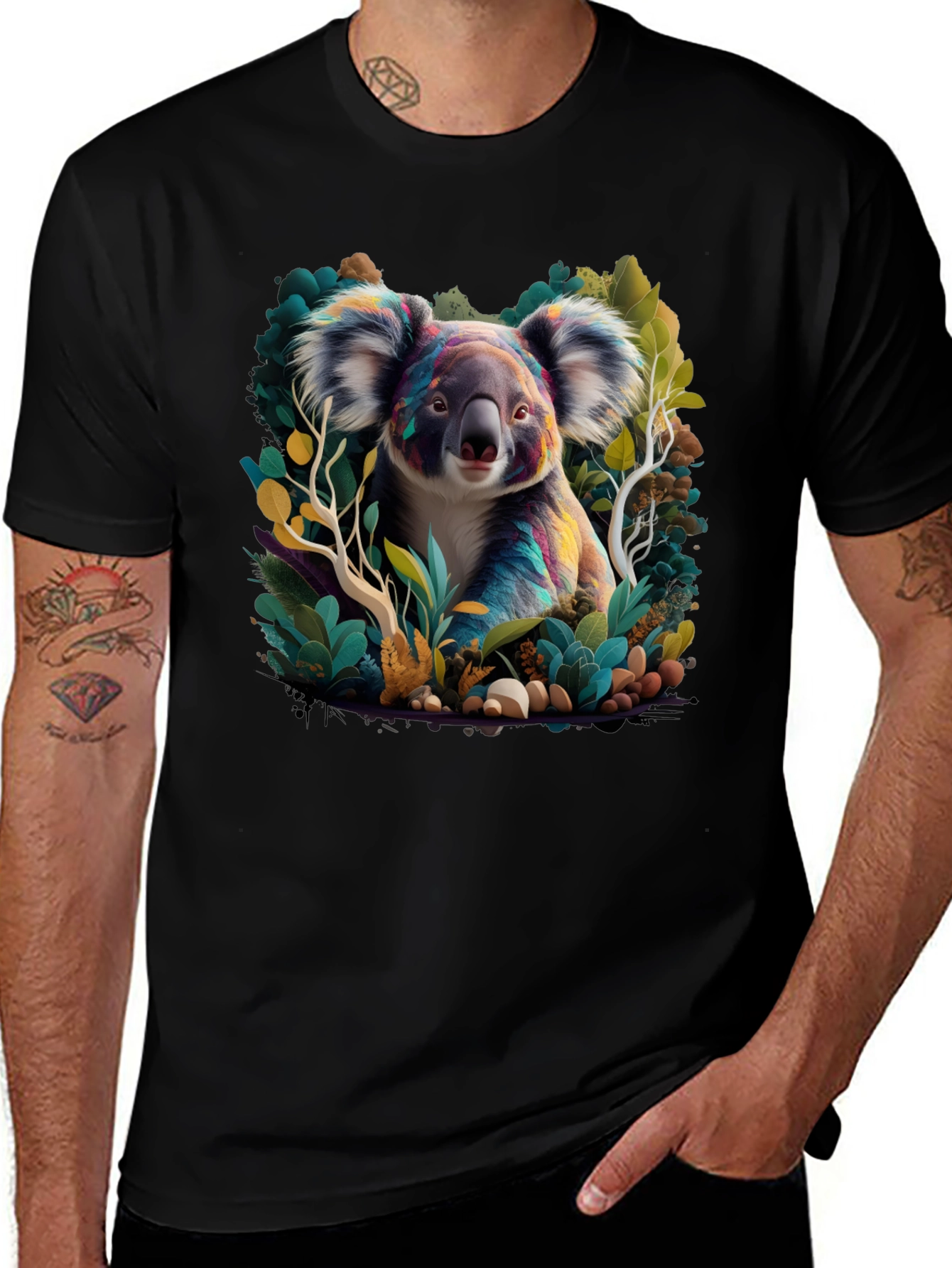 Variant 16 of Koala Art Graphic Tee - Black