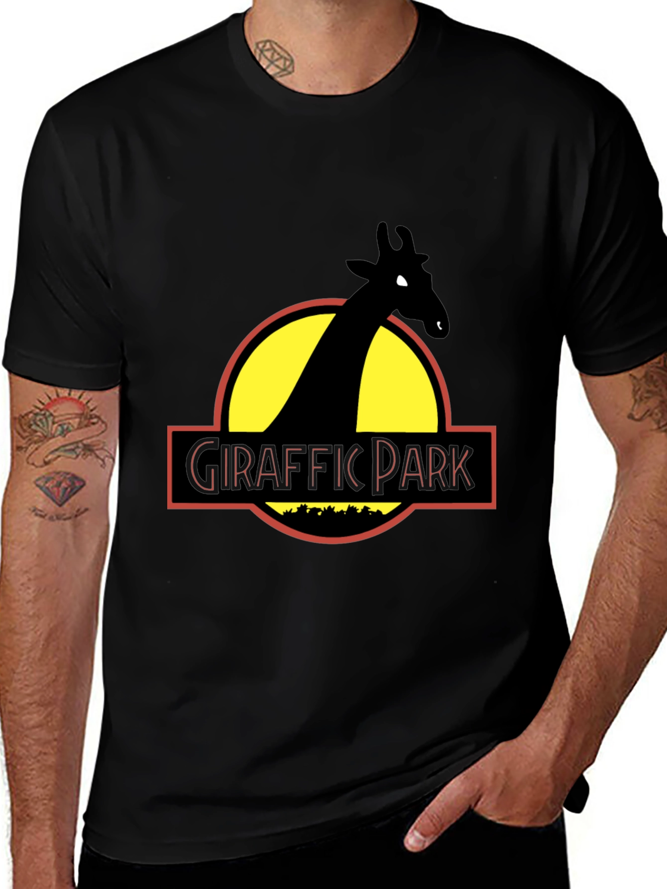 Variant 3 of Giraffe Park Graphic Tee - Jurassic Humor T-Shirt