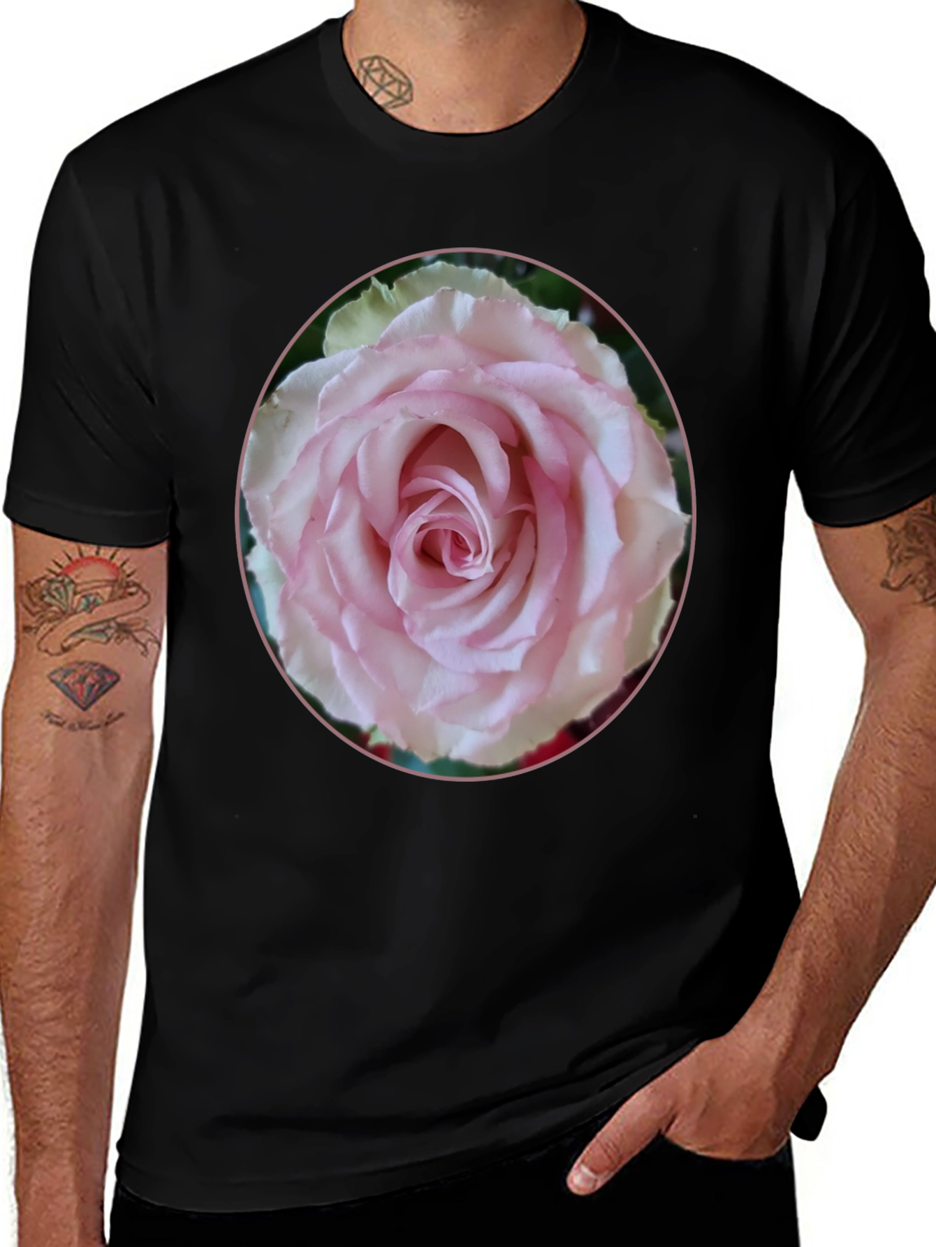 Variant 27 of Rose Graphic Tee - Black, Stylish Floral Design