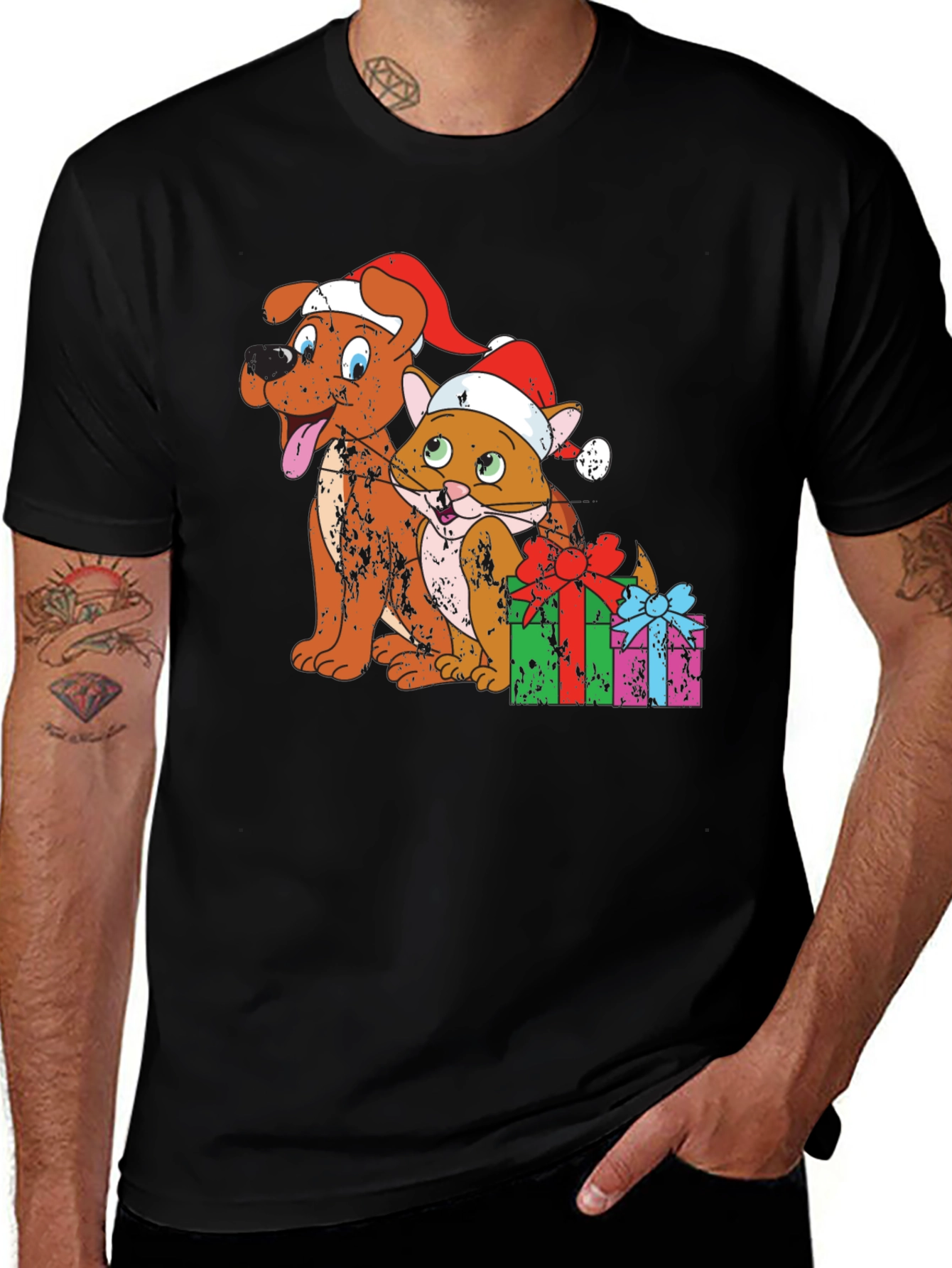 Christmas Dog & Cat Graphic Tee