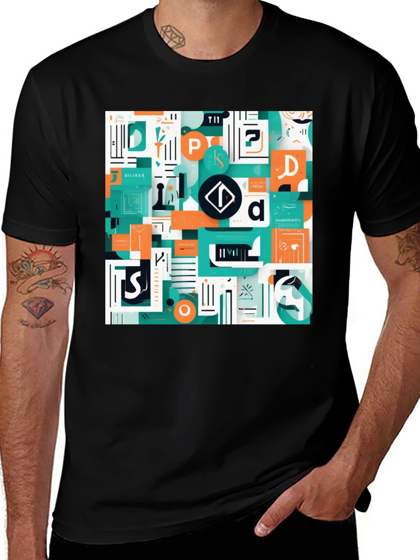 Variant 14 of Abstract Pattern Graphic Tee - Modern Art T-Shirt